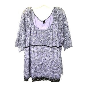 Studio 1940 Floral Mesh Lined Tunic Top‎ Plus Size 26/28 Layered Lagenlook